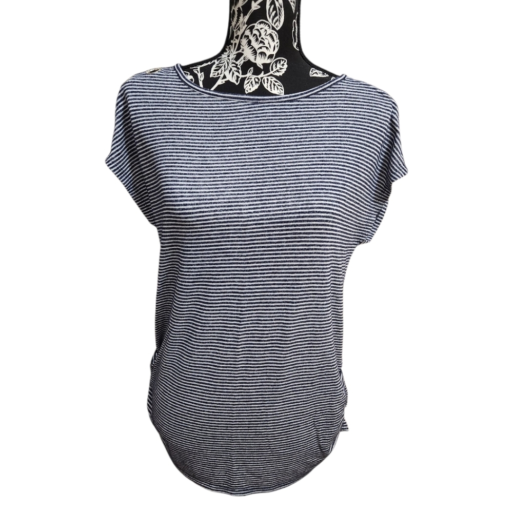 89th & Madison Blue and White Striped Cap Sleeve Tee
